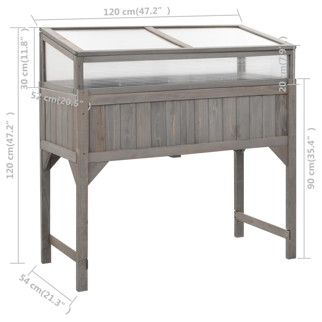 vidaXL Raised Garden Bed with Greenhouse 47.2"x21.3"x47.2" Fir Wood