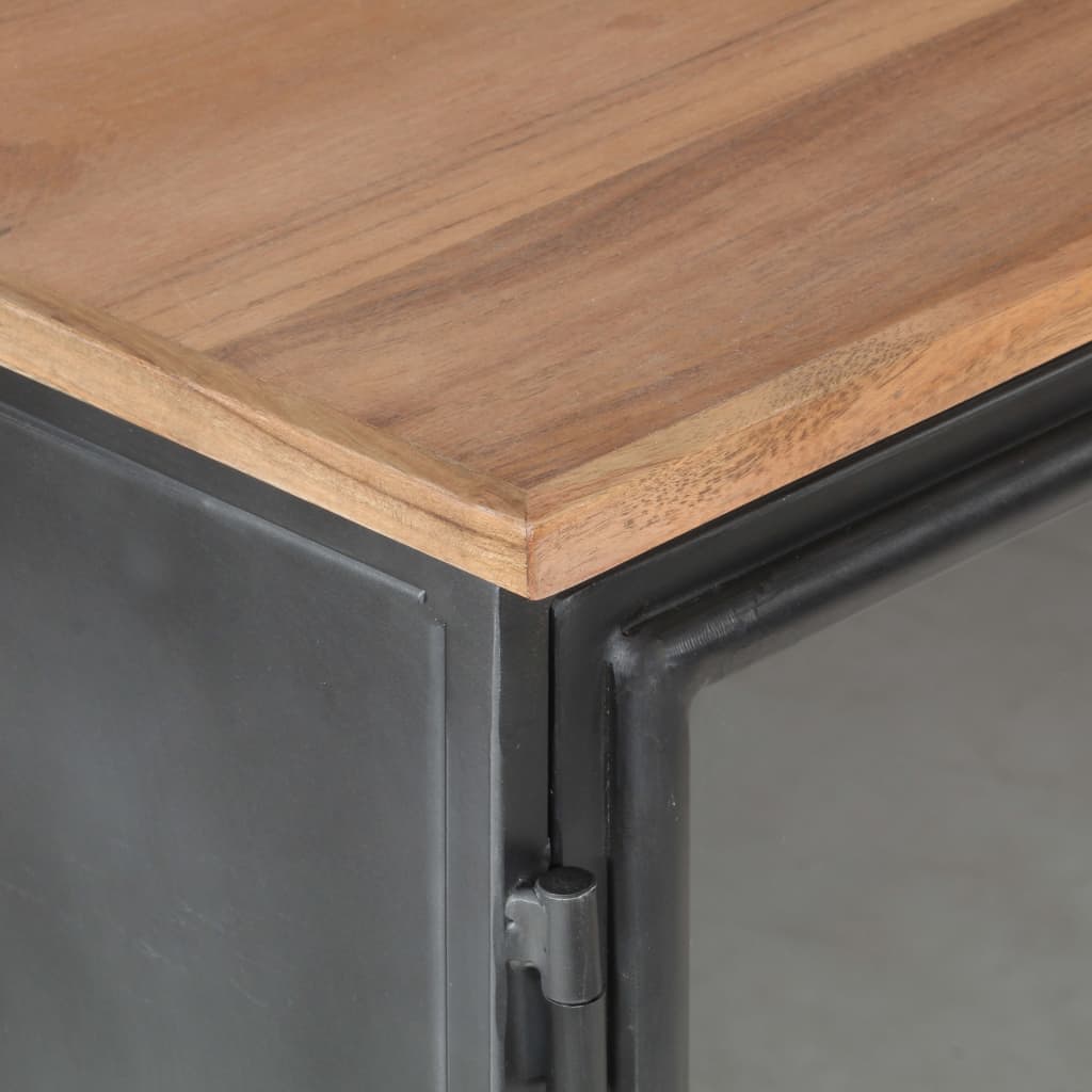 vidaXL Sideboard Gray 23.6"x13.8"x27.6" Solid Acacia Wood and Steel