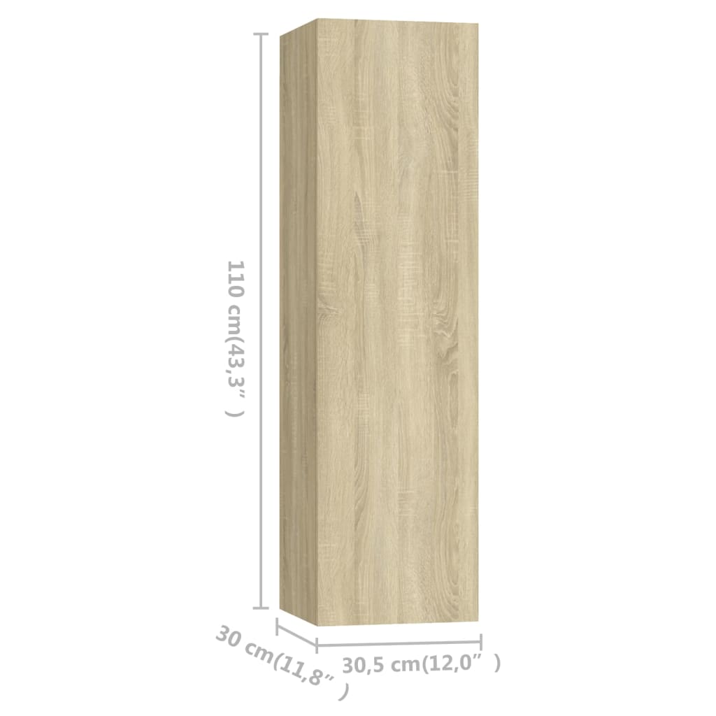 vidaXL TV Stands 4 pcs Sonoma Oak 12"x11.8"x43.3" Engineered Wood