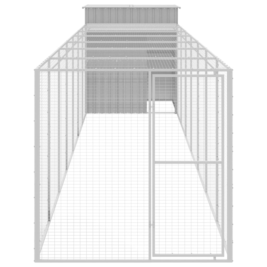 vidaXL Chicken Cage with Run Light Gray 65"x339.8"x71.3" Galvanized Steel