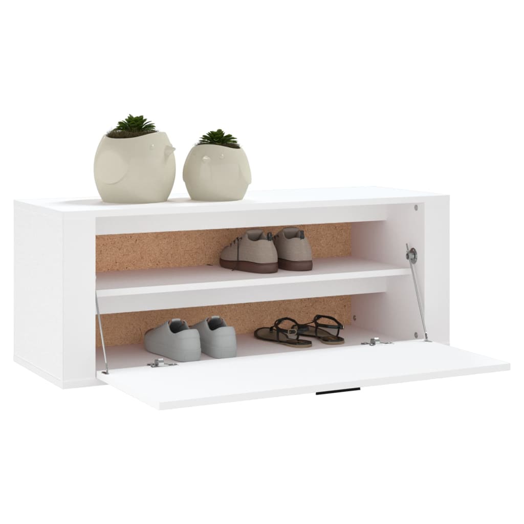 vidaXL Wall Shoe Cabinet White 39.4"x13.8"x15" Engineered Wood