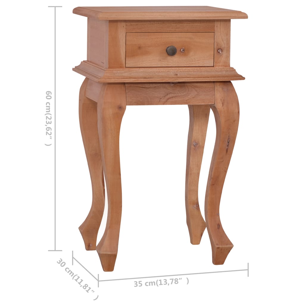 vidaXL Bedside Table 13.8"x11.8"x23.6" Solid Mahogany Wood