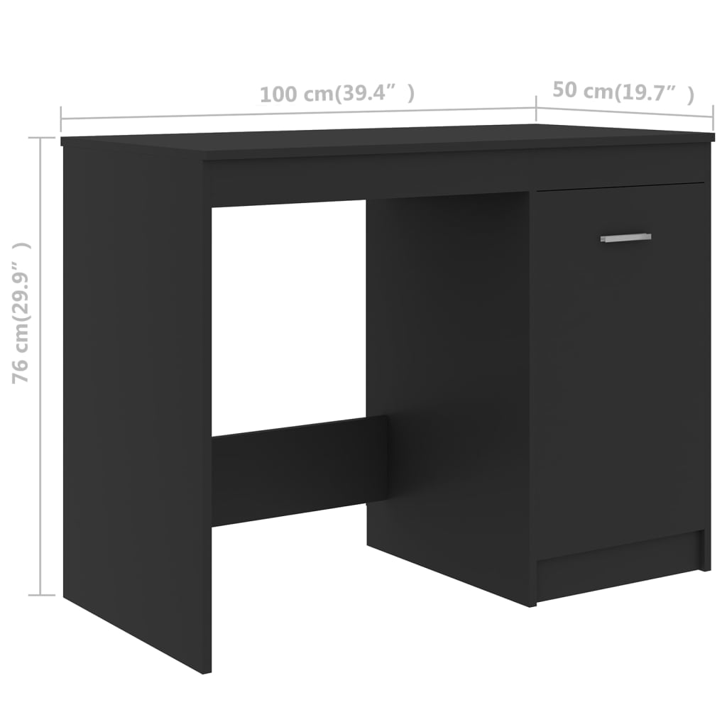 vidaXL Desk Gray 39.4"x19.7"x29.9" Chipboard