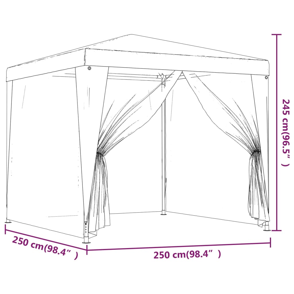 vidaXL Party Tent with 4 Mesh Sidewalls 8.2'x8.2' White