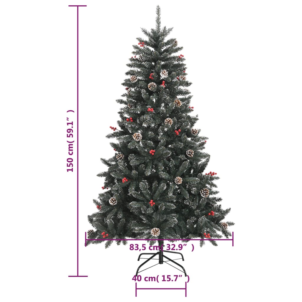 vidaXL Artificial Christmas Tree with Stand Green 59.1" PVC