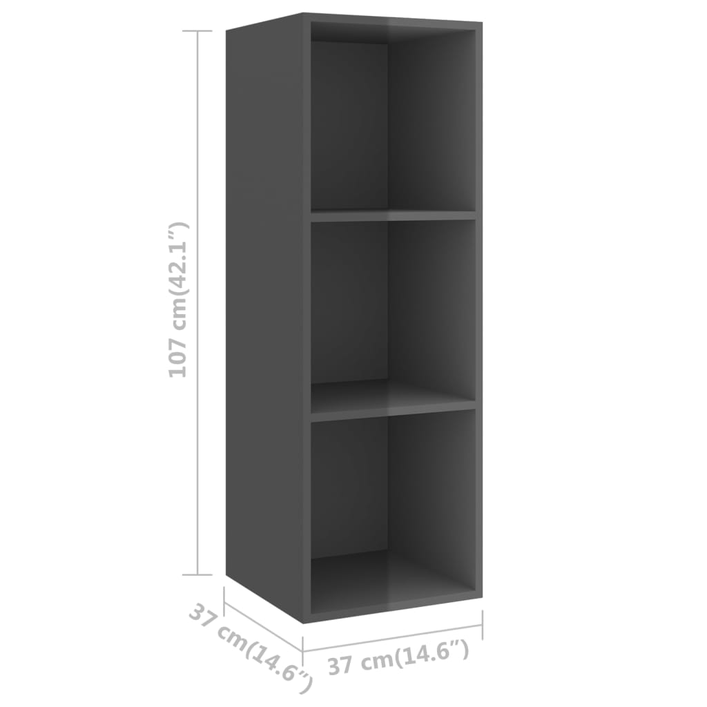vidaXL 2 Piece TV Stand Set High Gloss Gray Engineered Wood