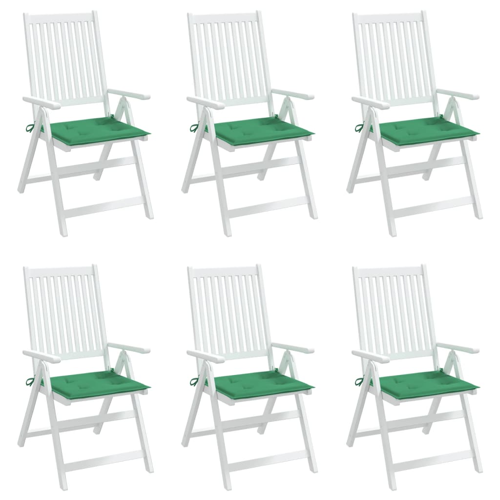 vidaXL Garden Chair Cushions 6 pcs Green 15.7"x15.7"x1.2" Oxford Fabric