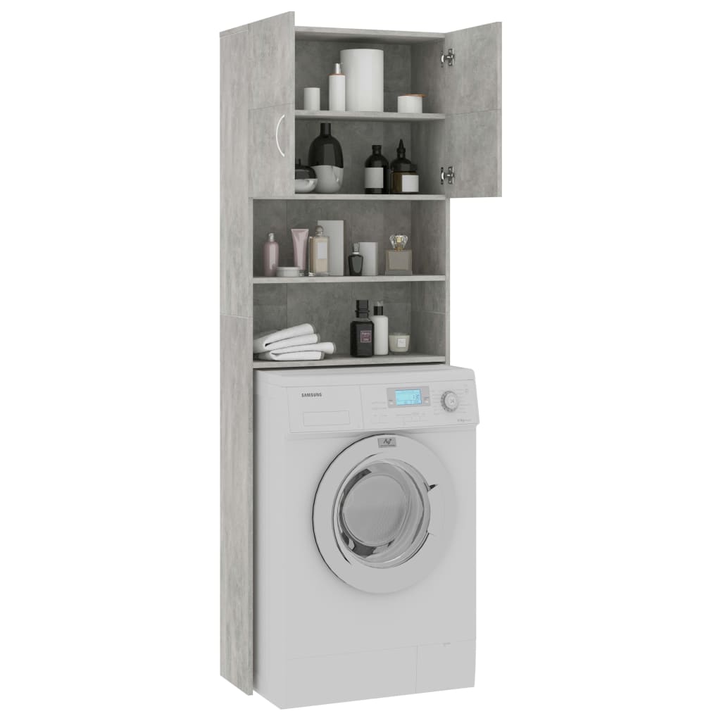 vidaXL Washing Machine Cabinet Concrete Gray 25.2"x10"x74.8" Chipboard