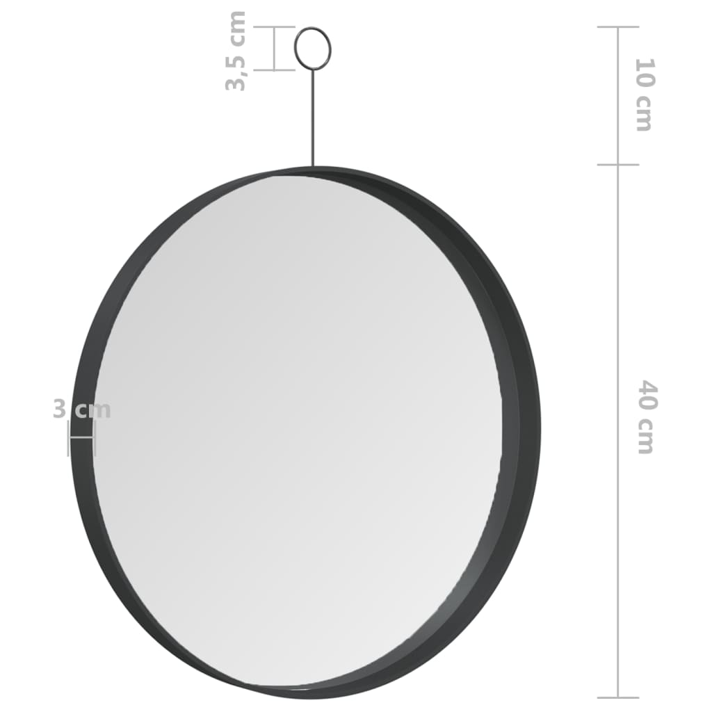 vidaXL Hanging Mirror with Hook Black 15.7"