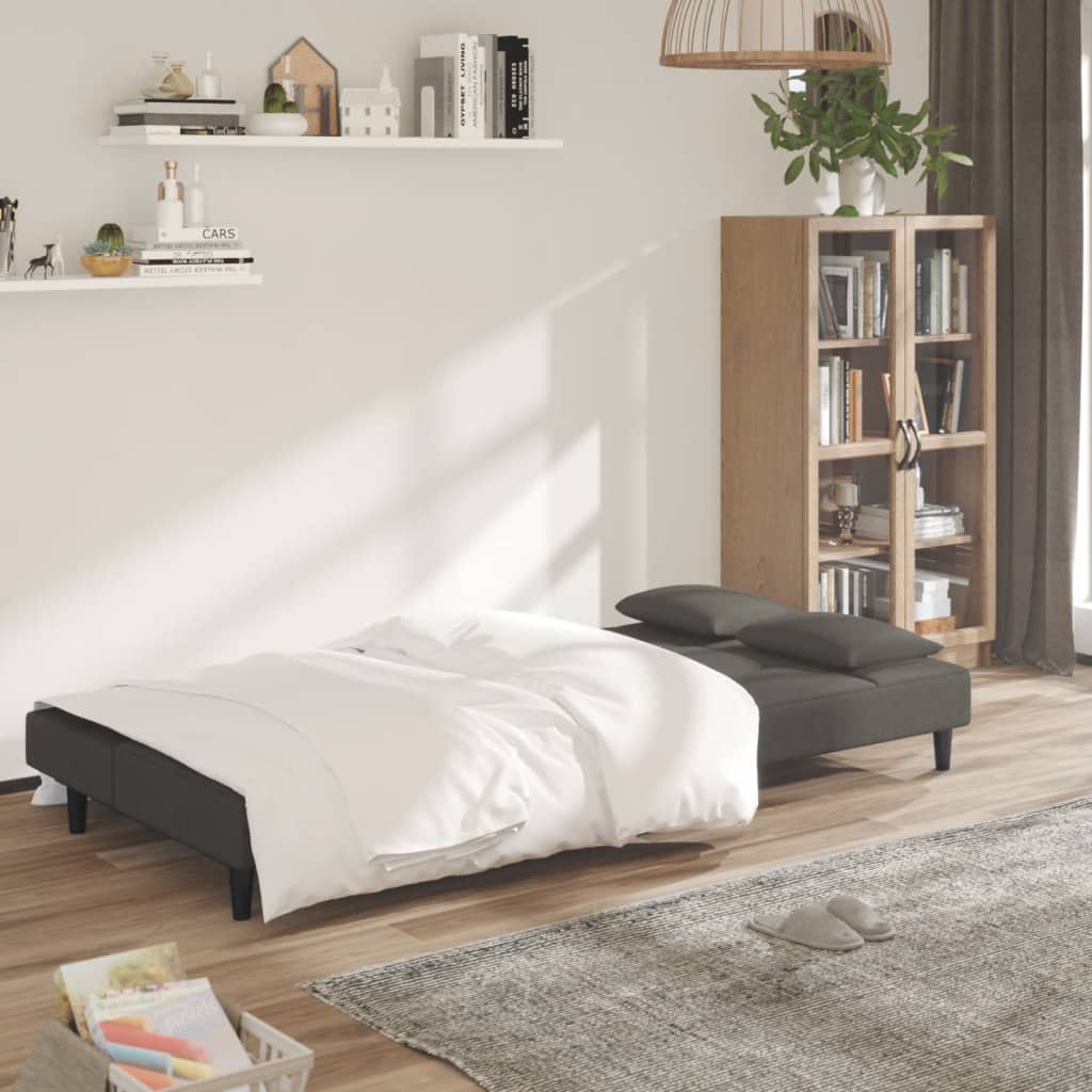 vidaXL 2-Seater Sofa Bed with Two Pillows Dark Gray Velvet