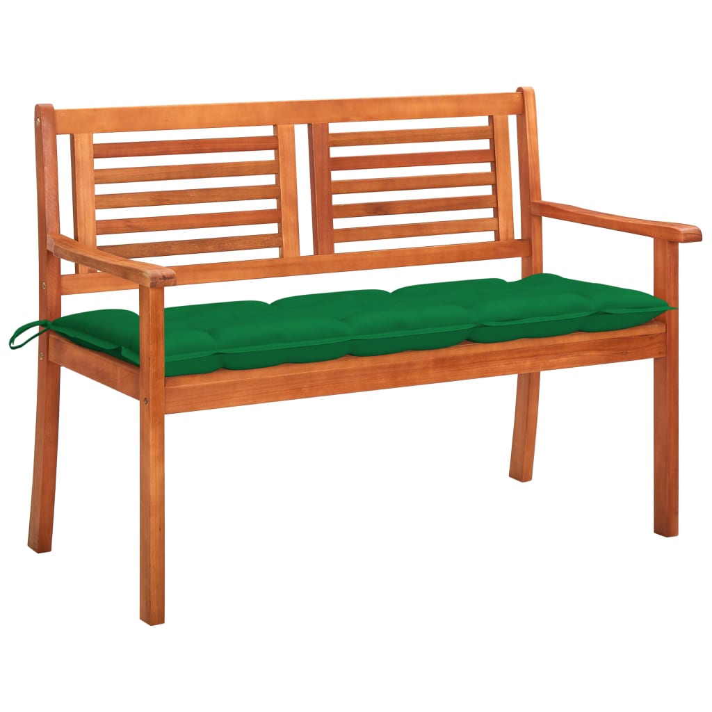 vidaXL 2-Seater Patio Bench with Cushion 47.2" Solid Eucalyptus Wood