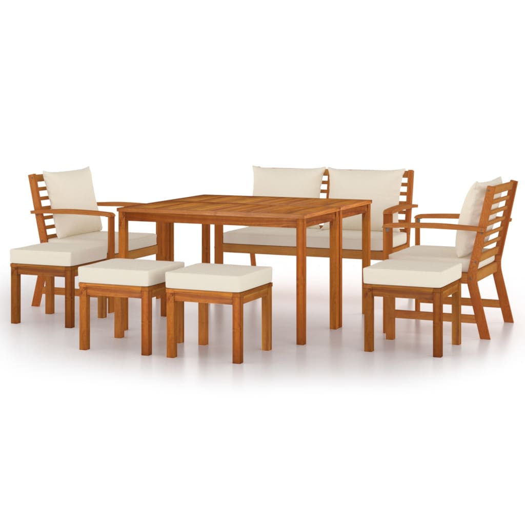 vidaXL 9 Piece Patio Dining Set with Cushions Solid Wood Acacia