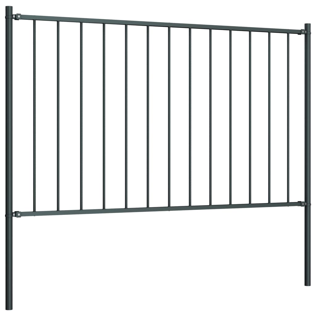 vidaXL Fence Panel with Posts Powder-coated Steel 5.6'x3.3' Anthracite