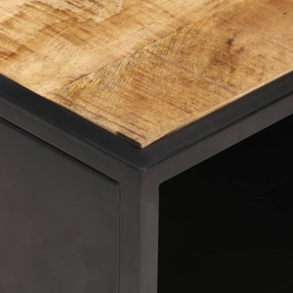 vidaXL Coffee Table with Carved Door 35.4"x21.7"x14.2" Rough Mango Wood