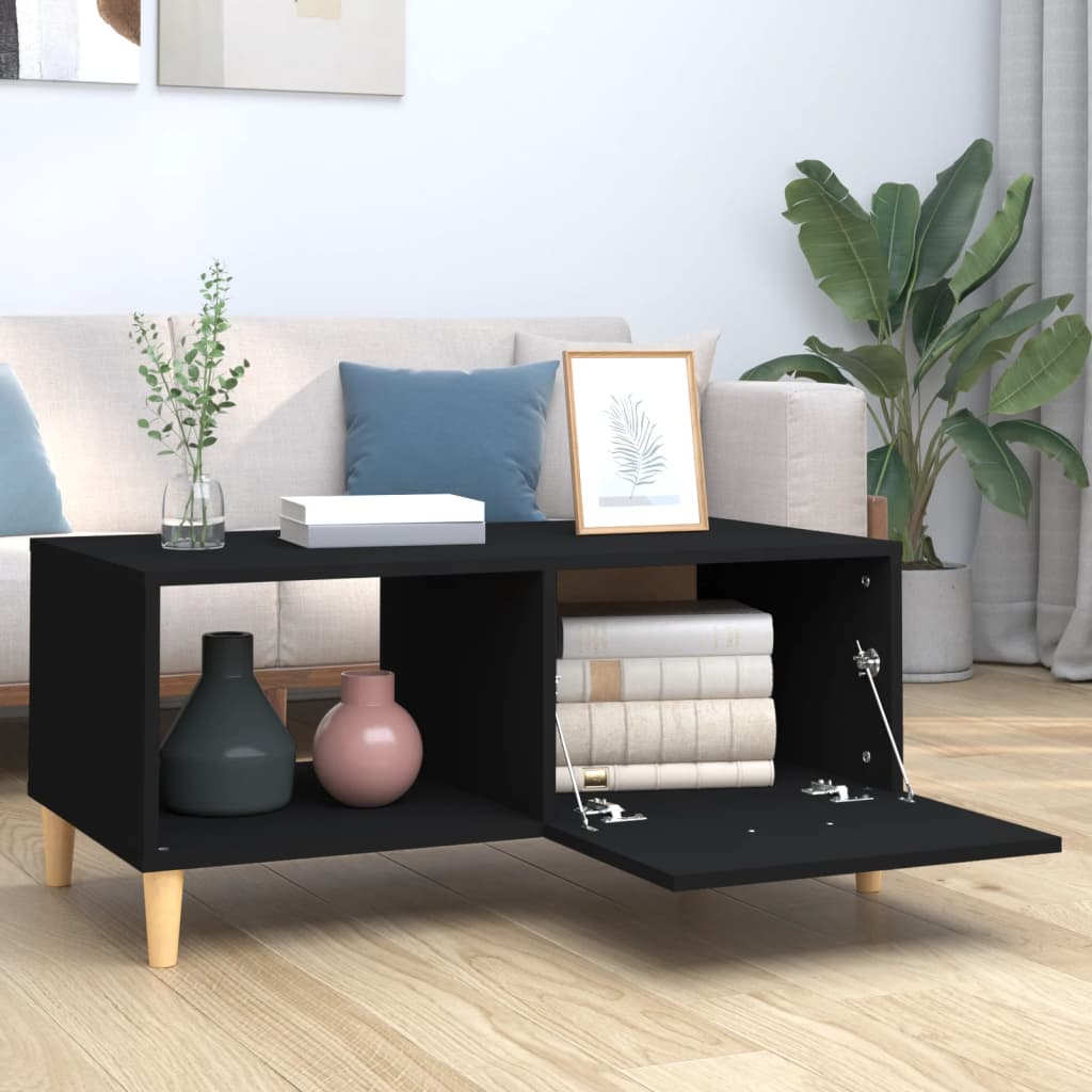 vidaXL Coffee Table Black 35.2"x19.7"x15.7" Engineered Wood