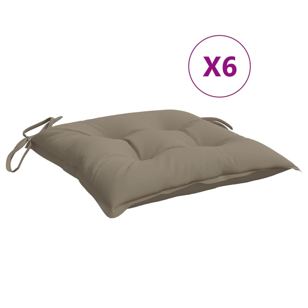 vidaXL Chair Cushions 6 pcs Taupe 15.7"x15.7"x2.8" Fabric
