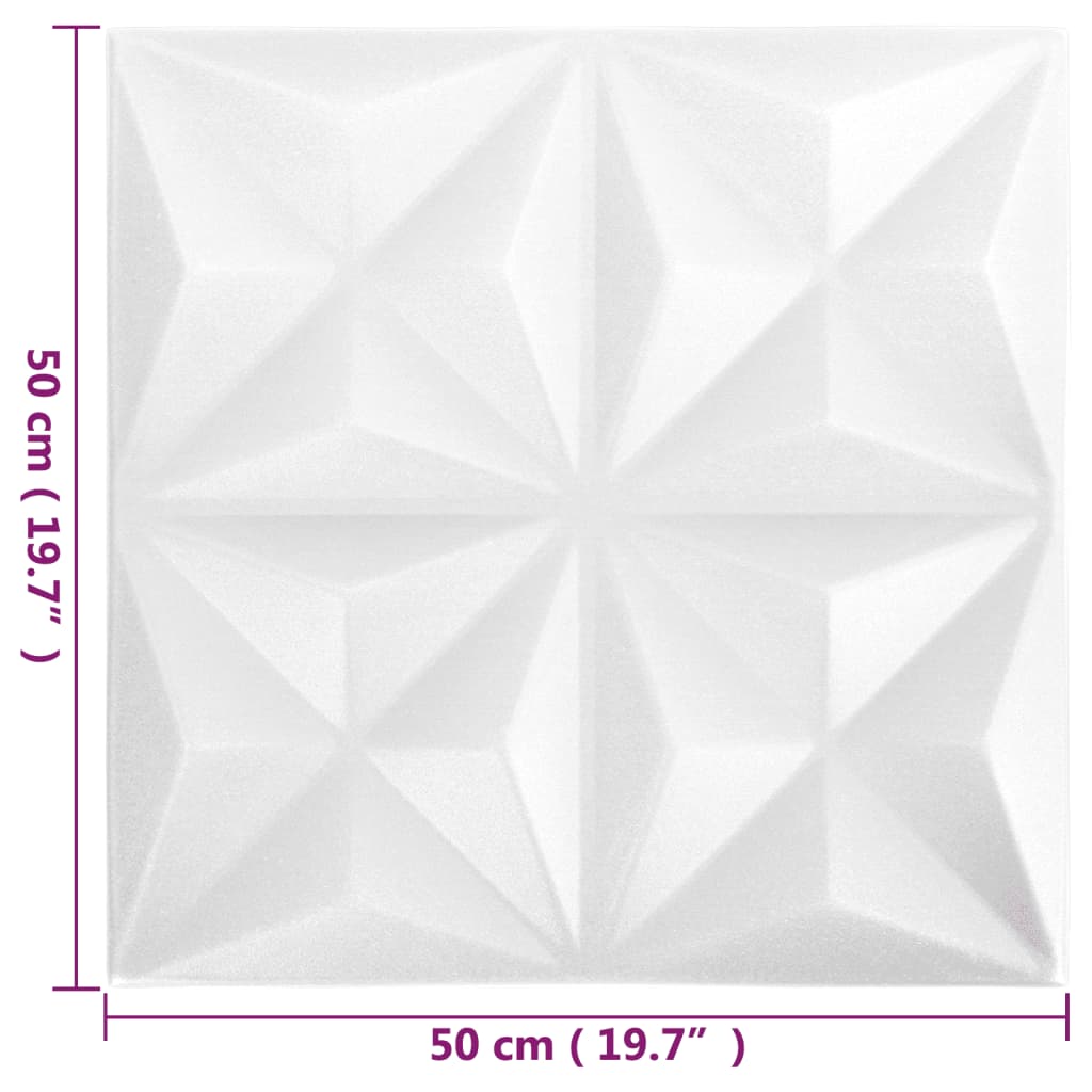 vidaXL 3D Wall Panels 12 pcs 19.7"x19.7" Origami White 32.3 ft²