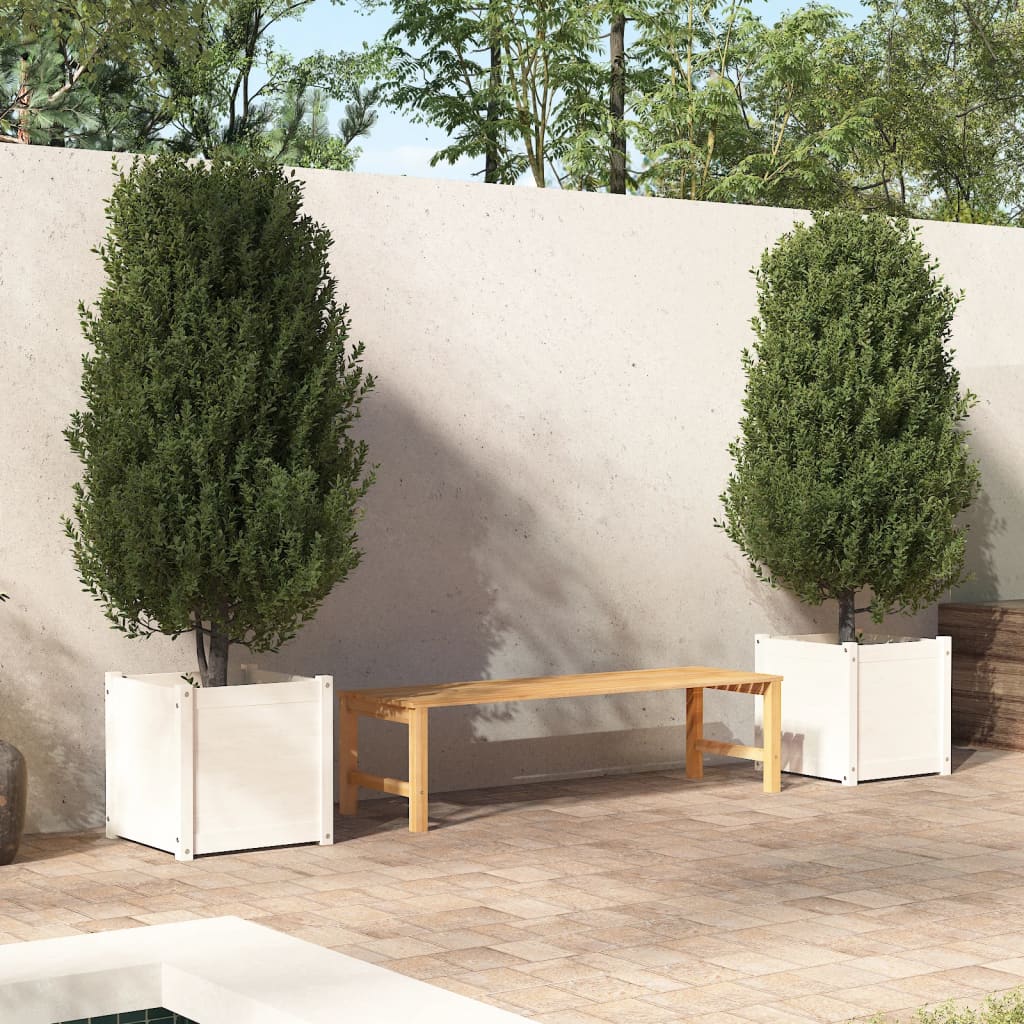 vidaXL Garden Planters 2 pcs White 19.7"x19.7"x19.7" Solid Wood Pine
