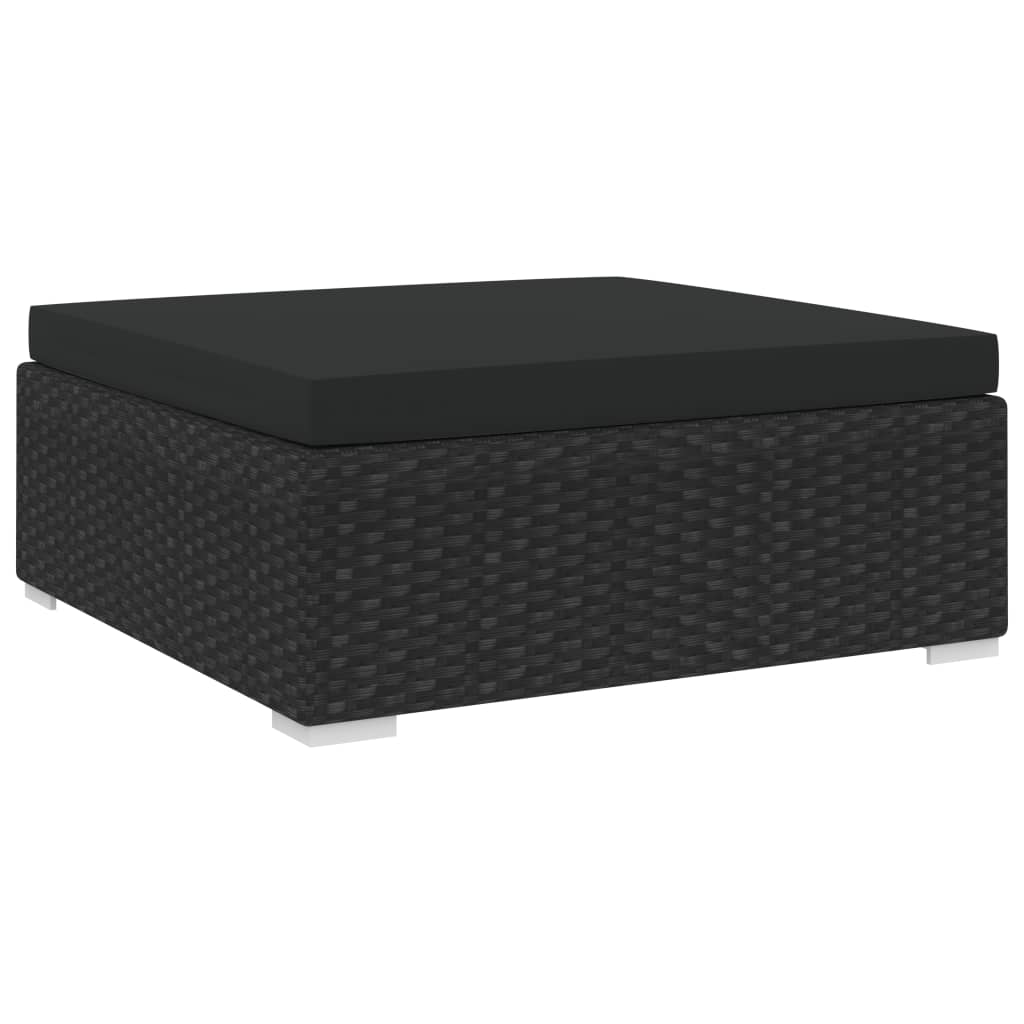 vidaXL Sectional Footrest with Cushion Poly Rattan Black