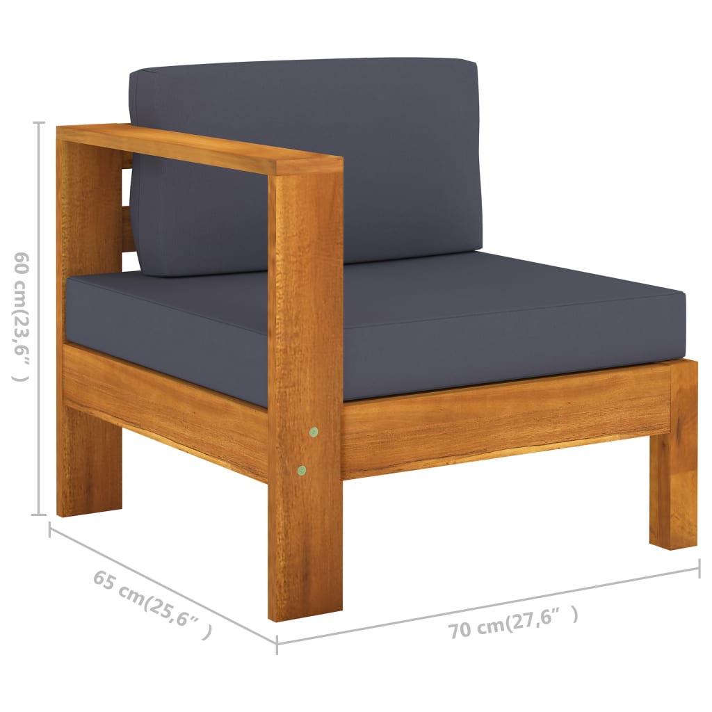 vidaXL 6 Piece Patio Lounge Set with Dark Gray Cushions Acacia Wood