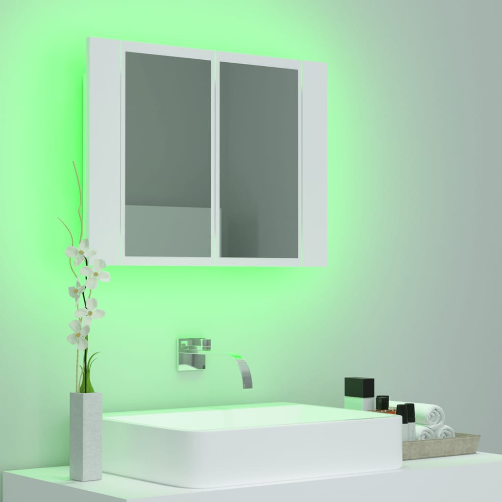 vidaXL LED Bathroom Mirror Cabinet White 23.6"x4.7"x17.7"