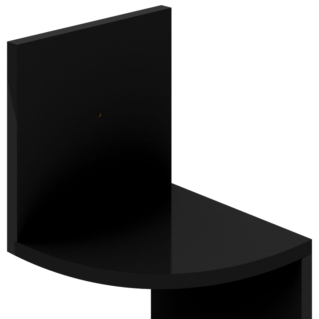 vidaXL Wall Corner Shelf High Gloss Black 7.5"x7.5"x48.4" Engineered Wood