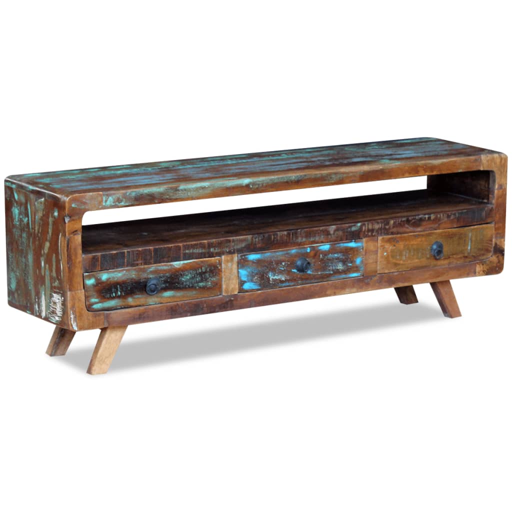 vidaXL TV Stand with 3 Drawers Solid Reclaimed Wood