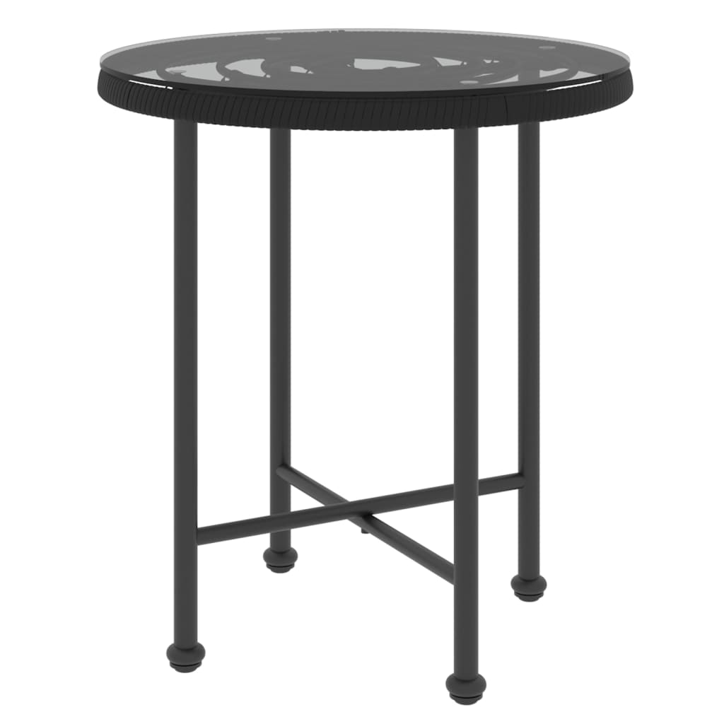 vidaXL Dining Table Black Ø19.7" Tempered Glass and Steel