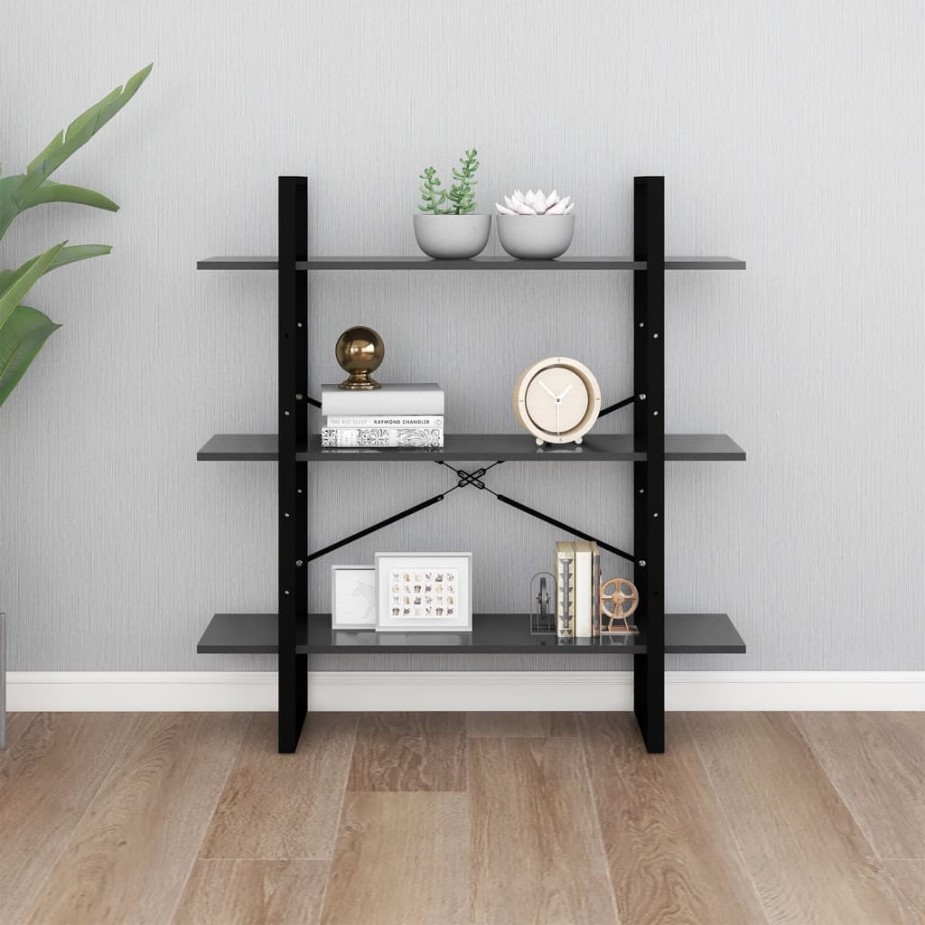 vidaXL Book Cabinet Gray 39.4"x11.8"x41.3" Engineered Wood