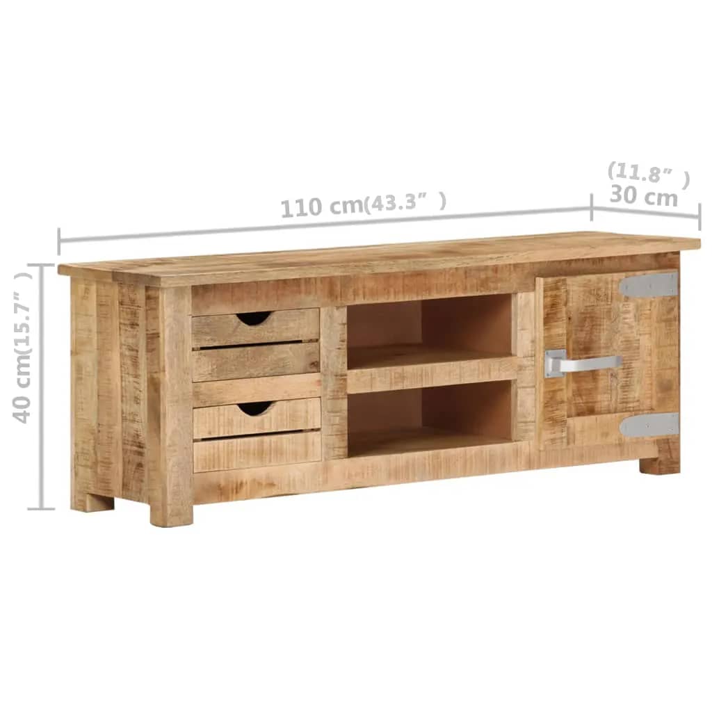 vidaXL TV Stand 43.3"x11.8"x15.7" Rough Mango Wood