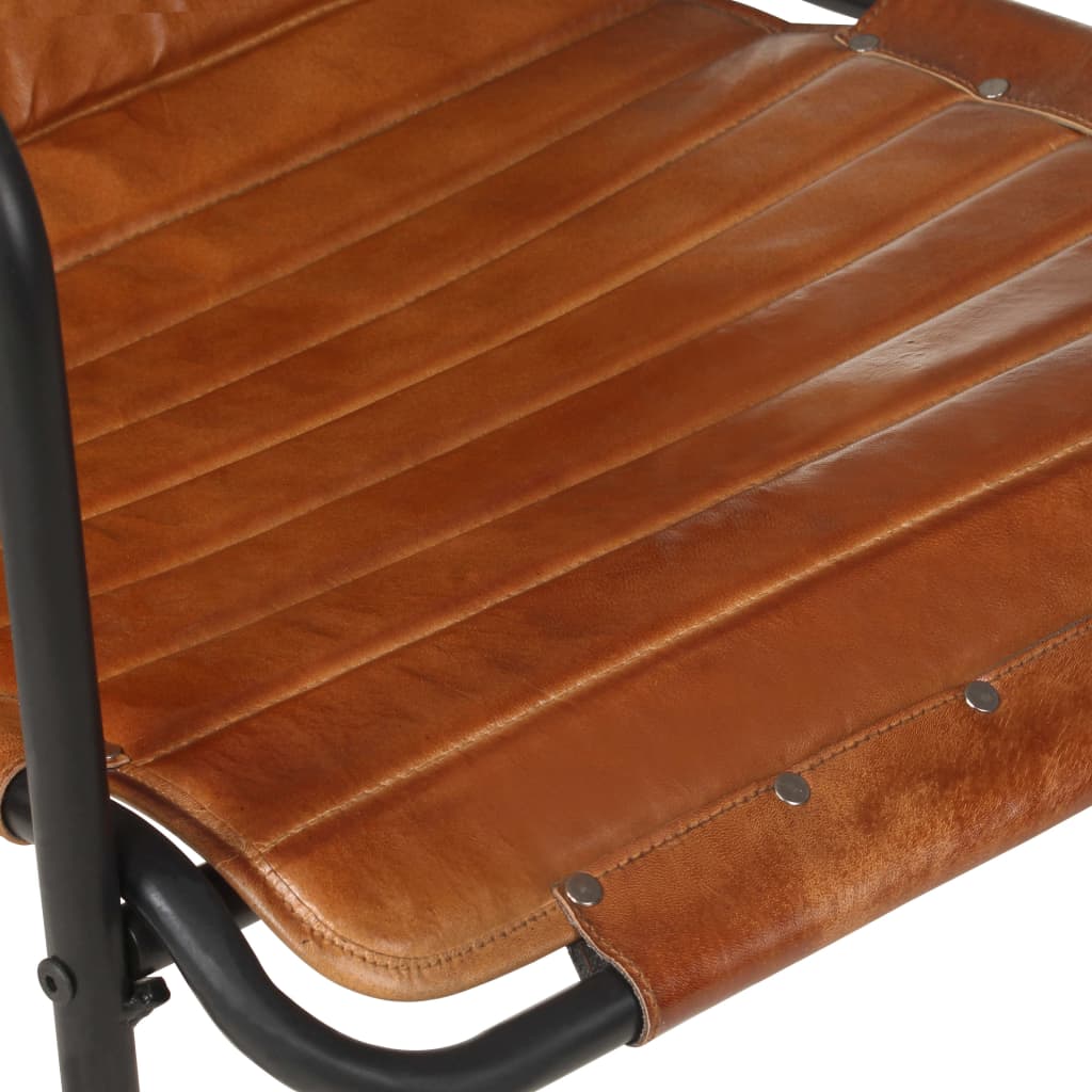 vidaXL Relaxing Armchair with a Footrest Brown Real Leather