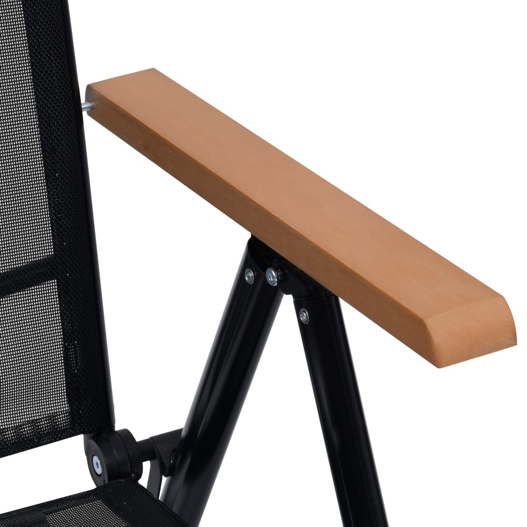 vidaXL Folding Patio Chairs 2 pcs Aluminum and Textilene Black