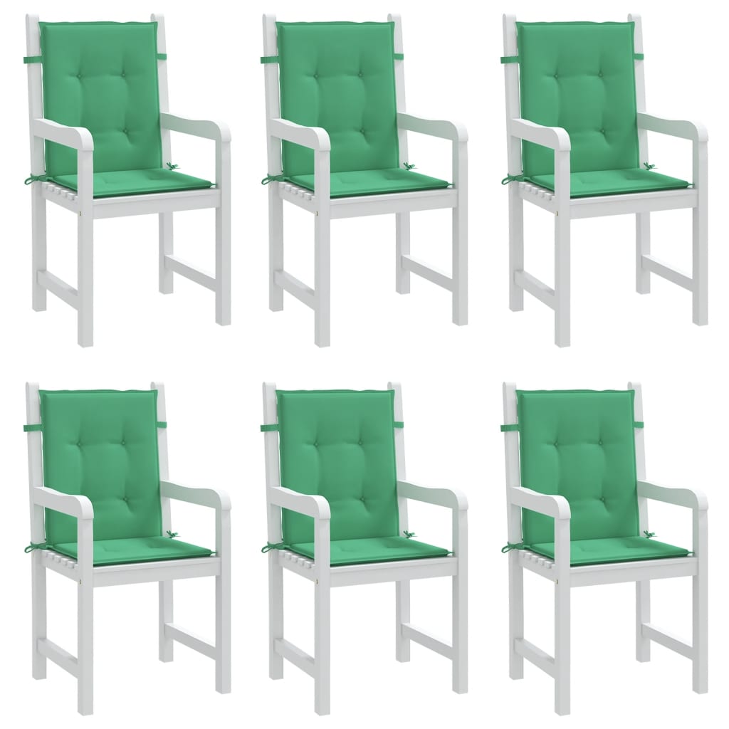 vidaXL Garden Lowback Chair Cushions 6 pcs Green 39.4"x19.7"x1.2" Oxford Fabric