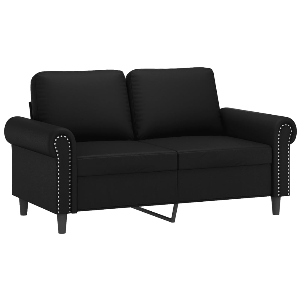 vidaXL 2-Seater Sofa with Throw Pillows Black 47.2" Faux Leather