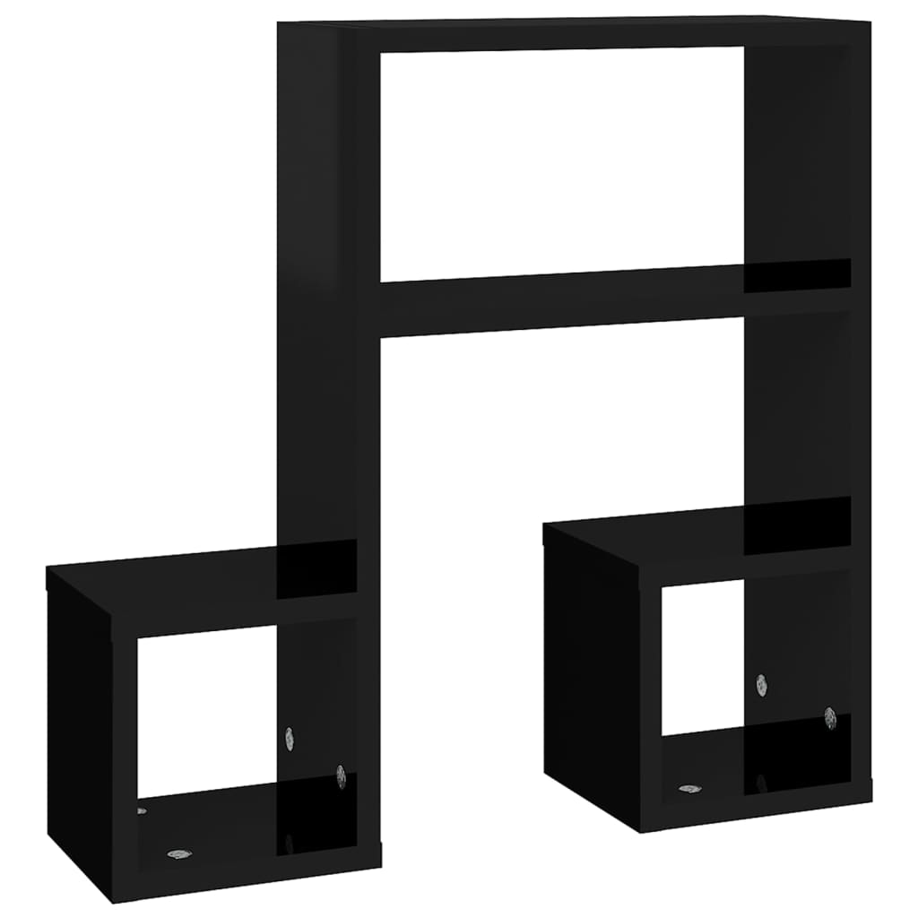 vidaXL Wall Shelves 2 pcs High Gloss Black 19.7"x5.9"x19.7" Engineered Wood