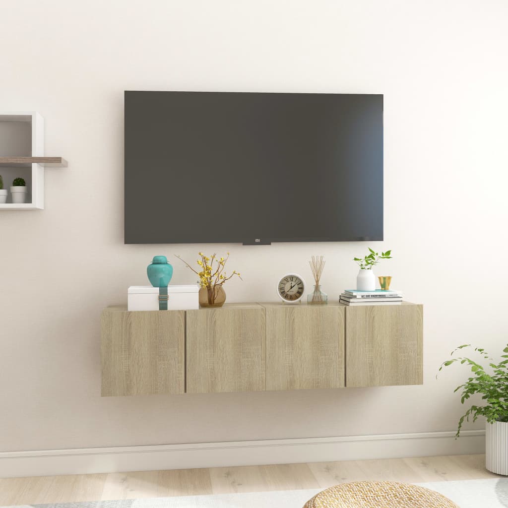 vidaXL Hanging TV Stands 2 Pcs Sonoma Oak 23.6"x11.8"x11.8"