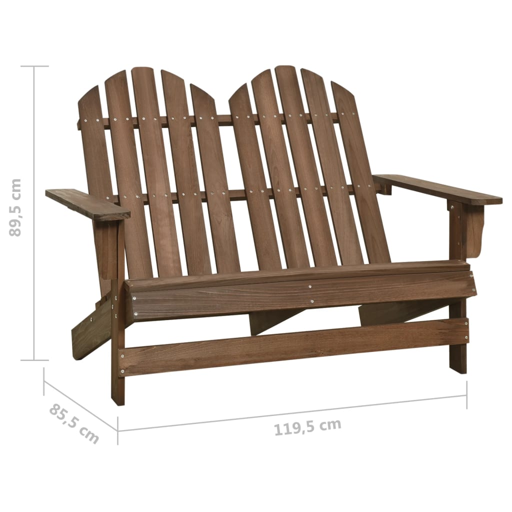 vidaXL 2-Seater Patio Adirondack Chair Solid Wood Fir Brown