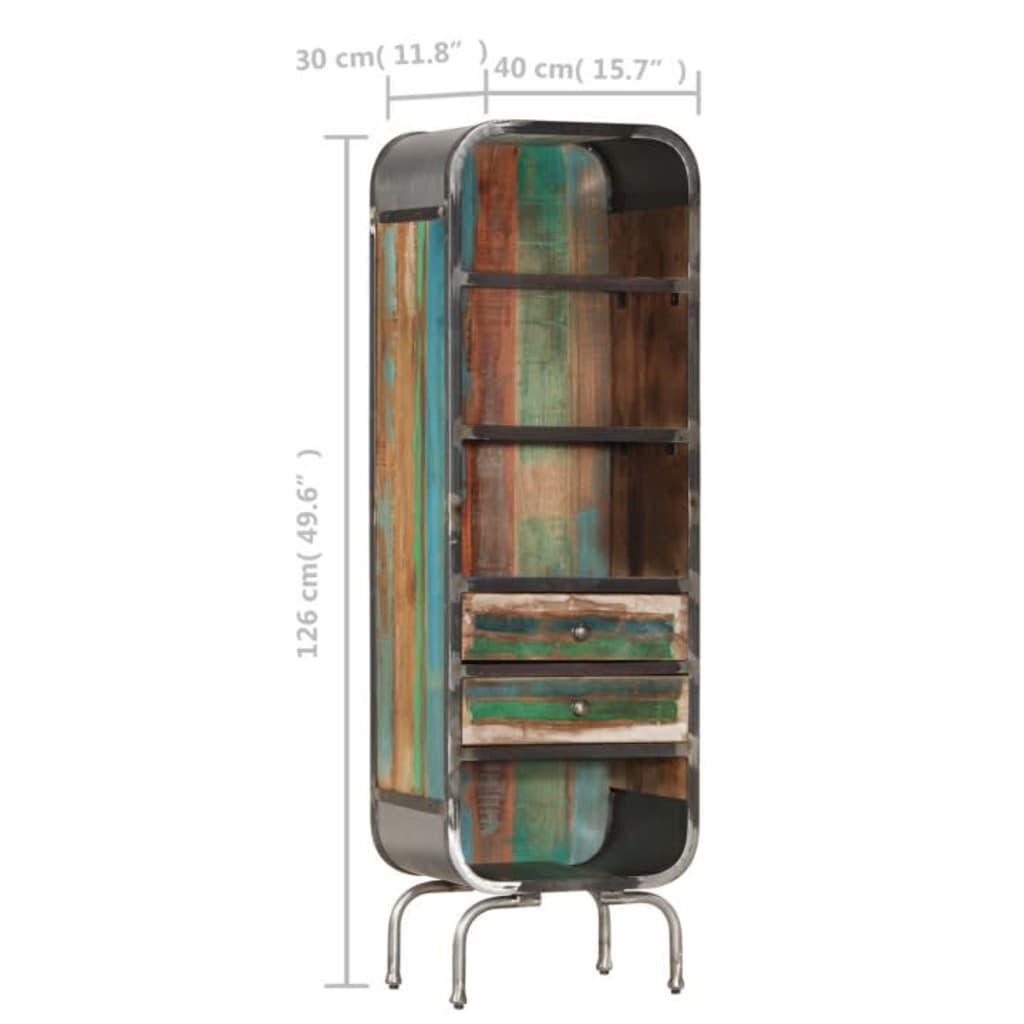 vidaXL Highboard Multicolor 15.7"x11.8"x49.6" Solid Wood Reclaimed