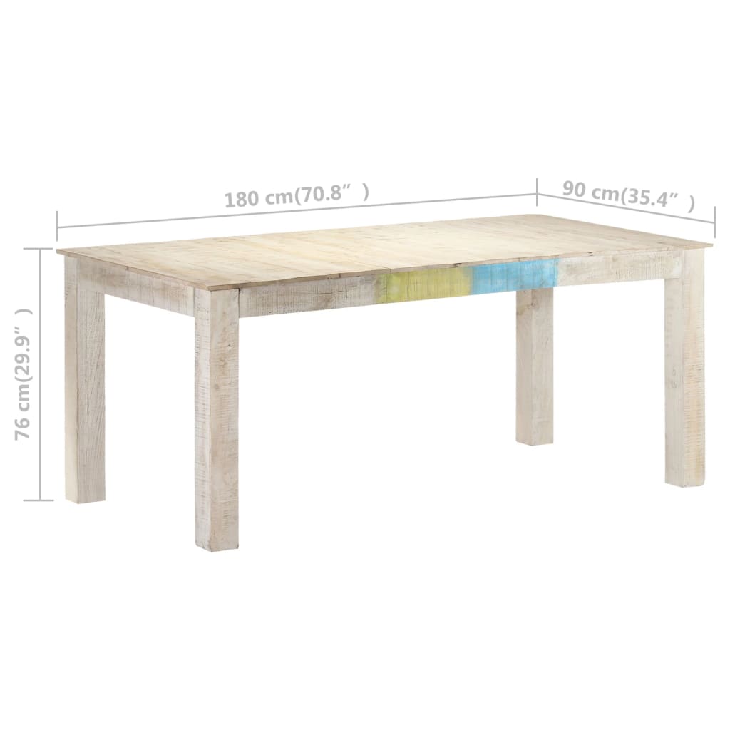 vidaXL Dining Table White 70.9"x35.4"x29.9" Solid Mango Wood
