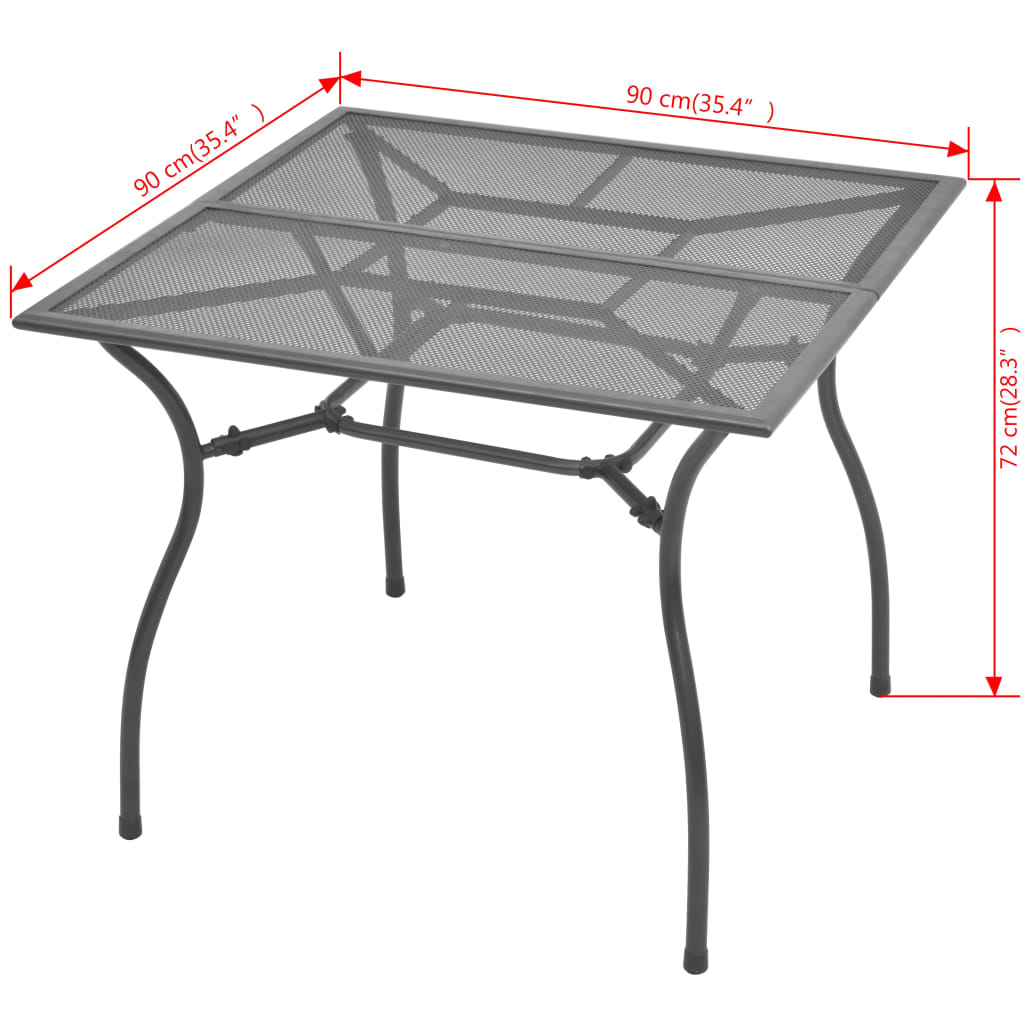 vidaXL Patio Table 35.4"x35.4"x28.3" Steel Mesh