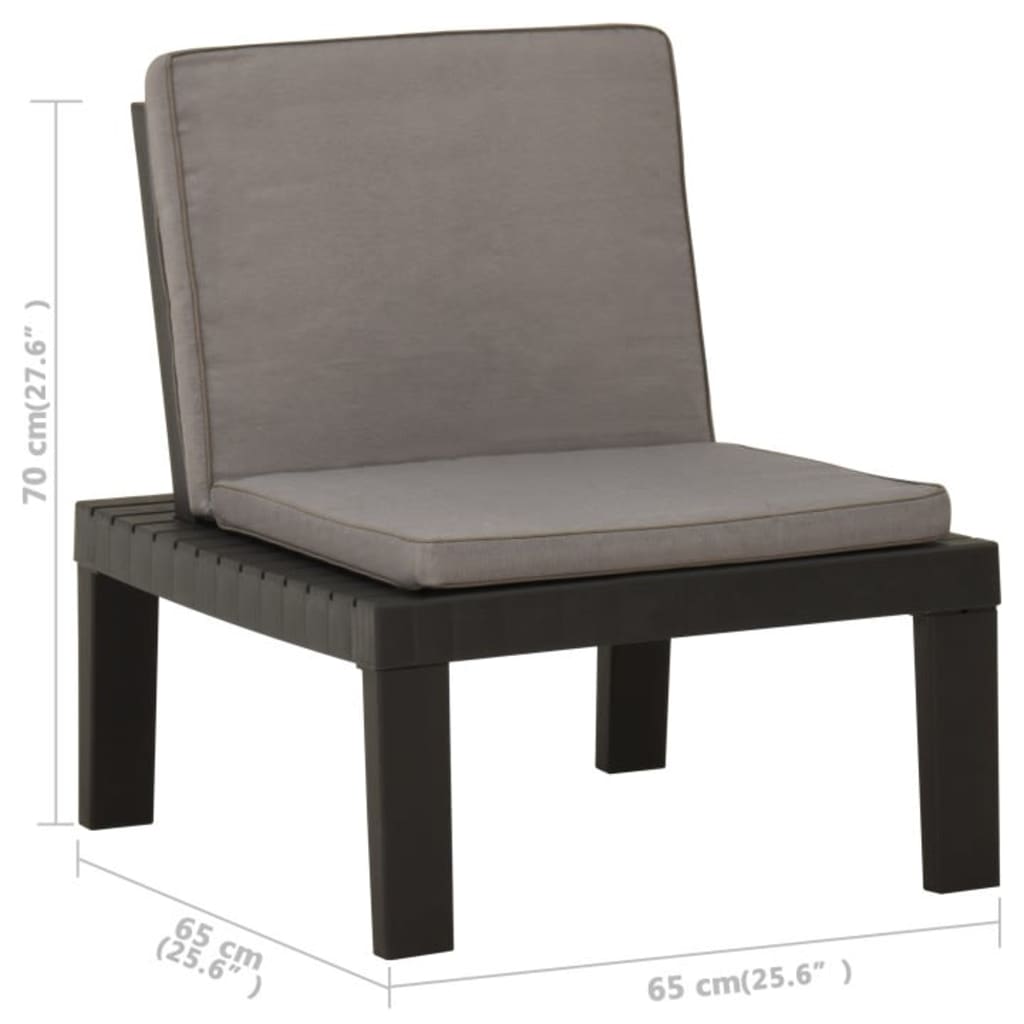 vidaXL 4 Piece Patio Lounge Set with Cushions Plastic Gray