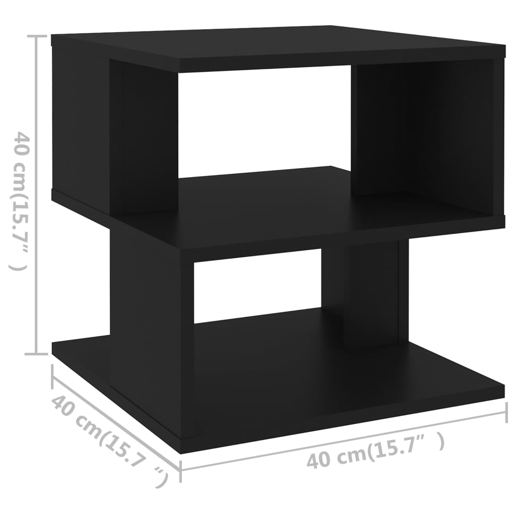 vidaXL Side Table Black 15.7"x15.7"x15.7" Engineered Wood