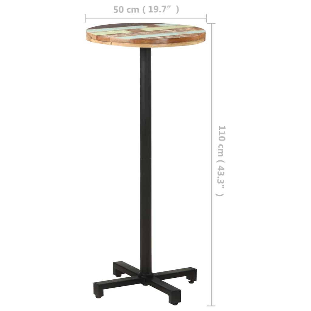 vidaXL Bistro Table Round Ø19.7"x43.3" Solid Reclaimed Wood