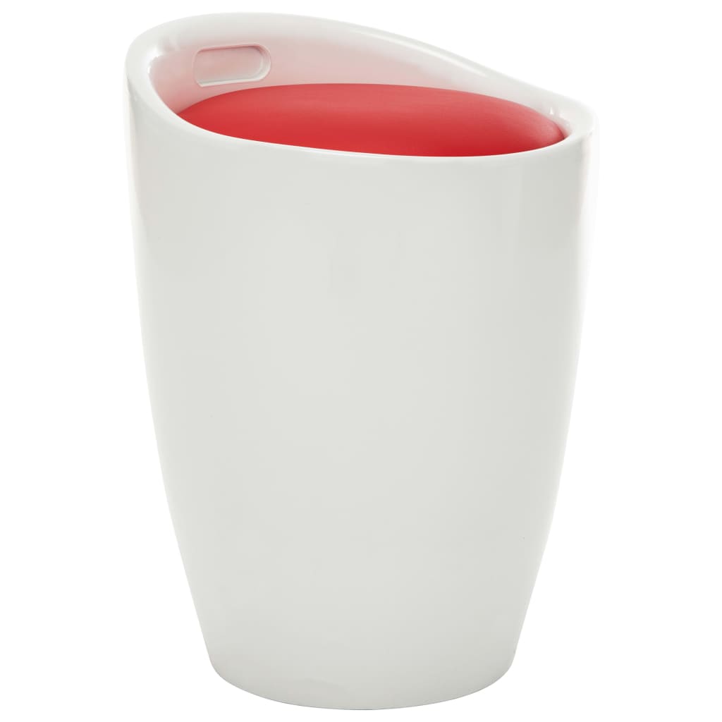 vidaXL Storage Stool White and Red Faux Leather