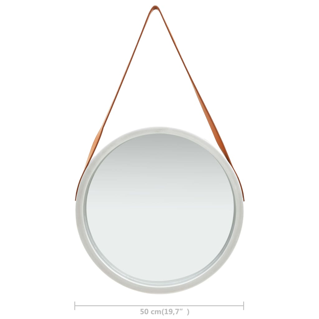 vidaXL Wall Mirror with Strap 16.7" Silver