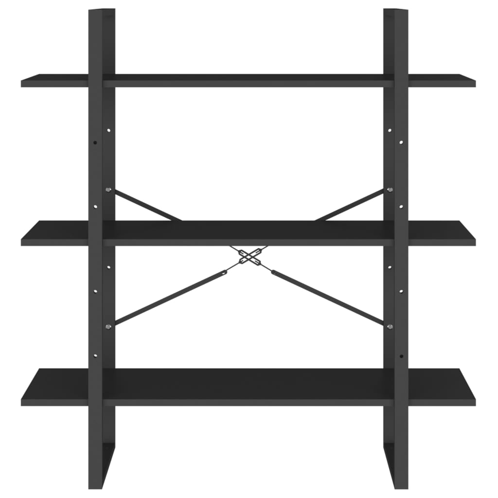 vidaXL Book Cabinet Black 39.4"x11.8"x41.3" Engineered Wood