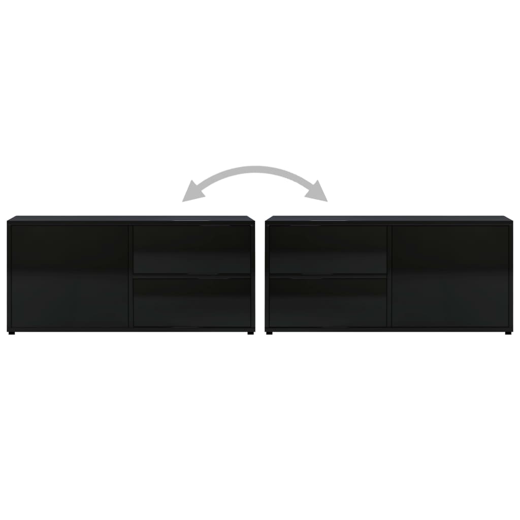 vidaXL TV Stand High Gloss Black 31.5"x13.4"x14.2" Engineered Wood