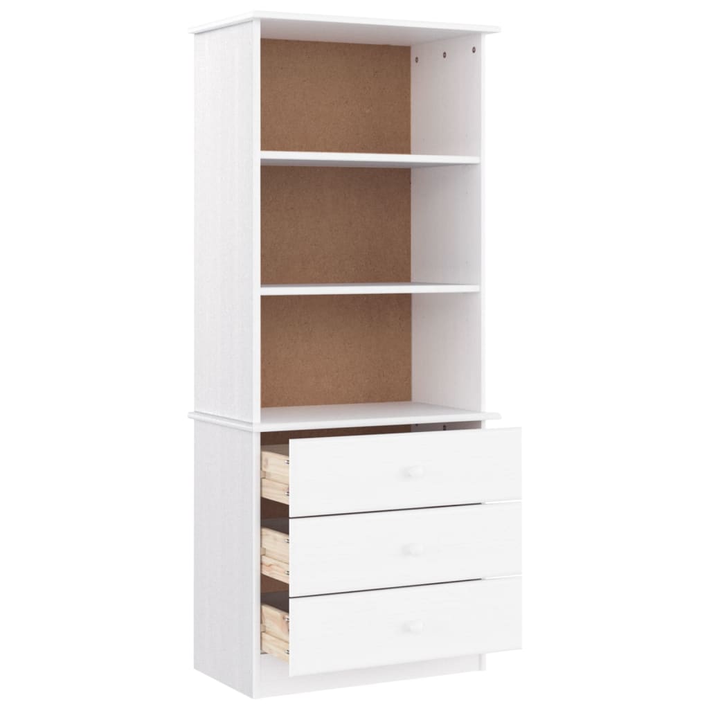 vidaXL Bookcase with Drawers ALTA White 23.6"x13.8"x55.9" Solid Wood Pine