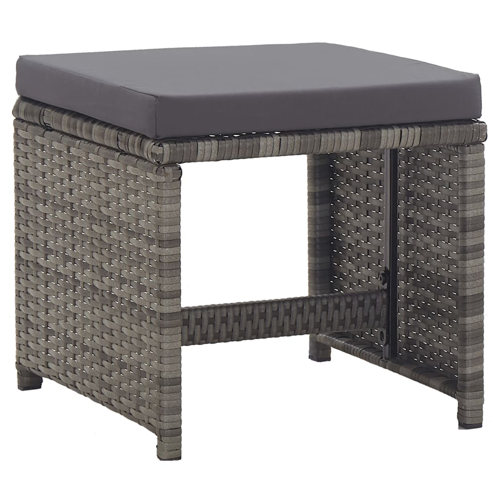 vidaXL Patio Stools with Cushions 2 pcs Poly Rattan Anthracite