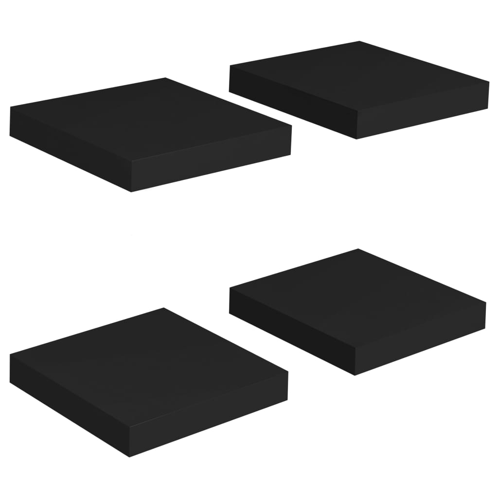 vidaXL Floating Wall Shelves 4 pcs Black 9.1"x9.3"x1.5" MDF